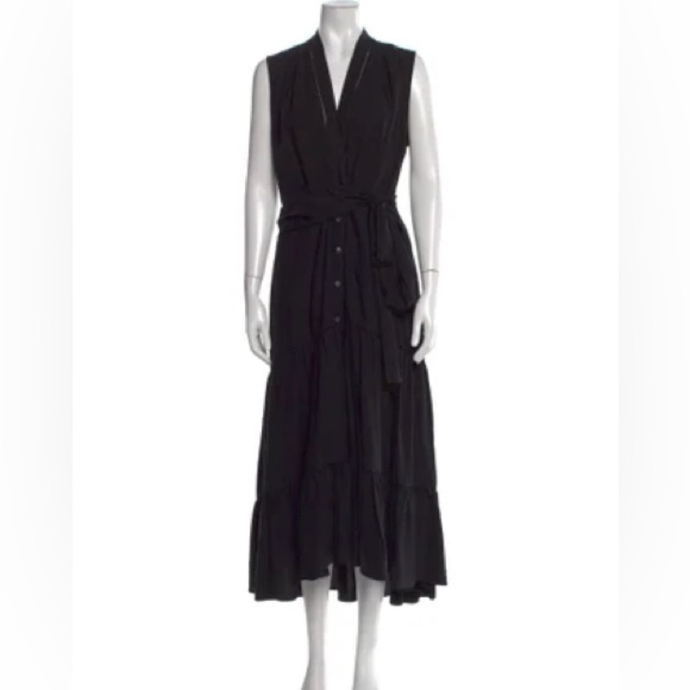 Kobi Halperin lined Black Plunge Midi Sundress